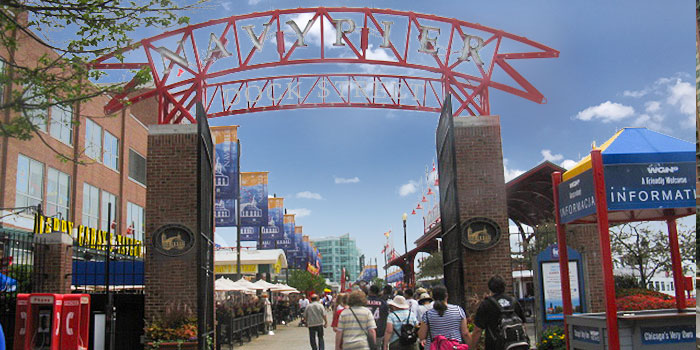 Front entrance of Navy Pier Chicago
