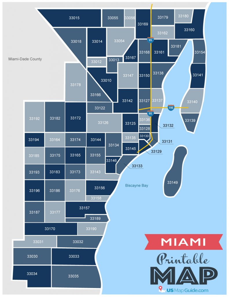 Printable Miami zip code map