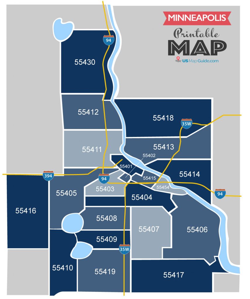 Minneapolis zip code map - printable